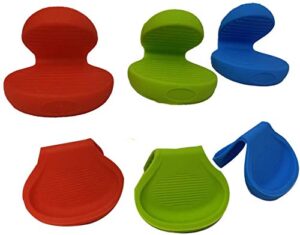 silicone hot plate pot holder (6 pack 3 pairs) oven mitt cooking finger protector pinch grip heat resistant