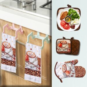 Lobyn Value Pack Kitchen Towel Oven Mitts and Pot Holders Sets, Pot Holders and Oven Mitts Sets, Kitchen Mittens and Pot Holder Set, Potholder Set, Mittens Kitchen Coffee Design