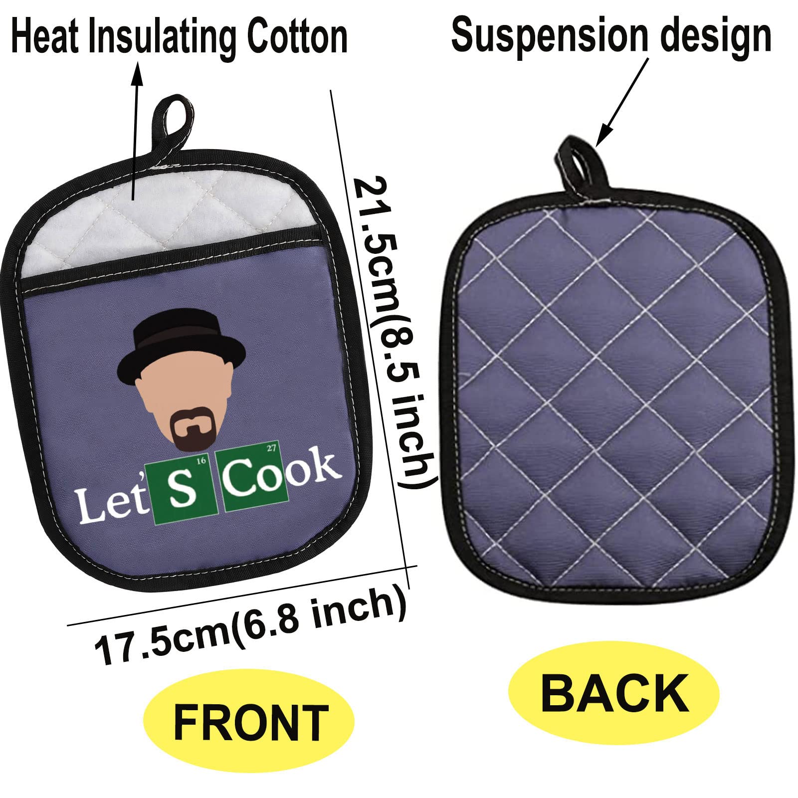 WZMPA Crime TV Show Pot Holders TV Show Fans Gifts TV Show Oven Mitt with Hot Pads Let's Cook Grilling BBQ Gloves for Friend Family (Let Cook Holder)