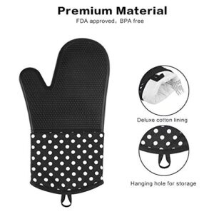 OVAWA Silicone Oven Mitts, Extra Long Kitchen Oven Gloves, Professional Heat Resistant Baking Gloves, 1 Pair, Black