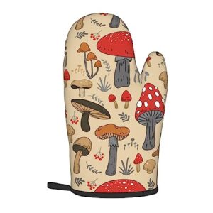 RENGMIAN Various Mushroom Art Oven Mitts and Pot Holders Heat Resistant Oven Gloves Safe Cooking Baking Grilling