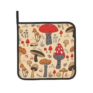 RENGMIAN Various Mushroom Art Oven Mitts and Pot Holders Heat Resistant Oven Gloves Safe Cooking Baking Grilling