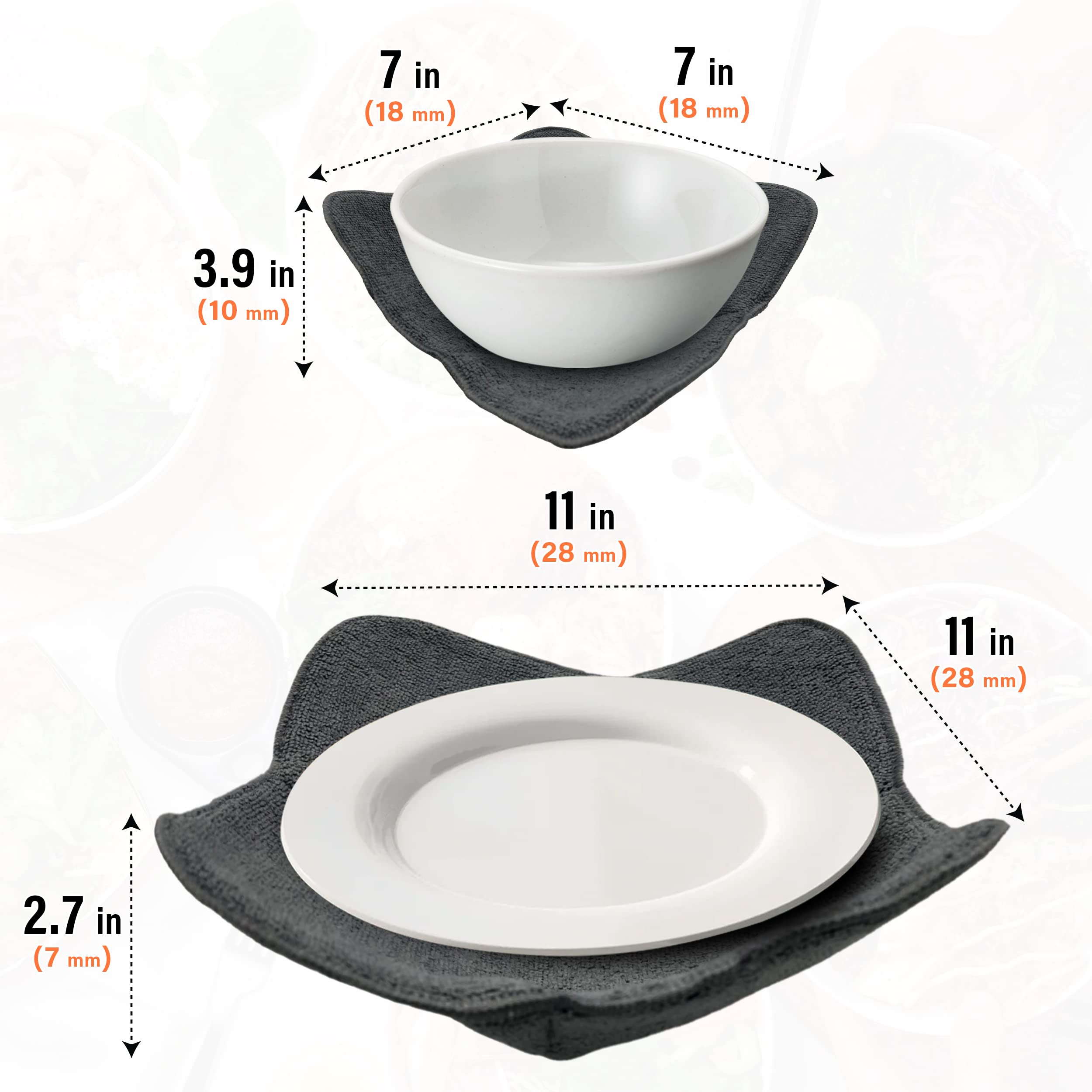 RS Collections 4 Pieces Microwave Bowl or Pot Holders Microwave bowl holder set to keep food warm Heat Resistant Potholder Protector Large Hot Pads Microwave Plate Holder (Gray & Red)