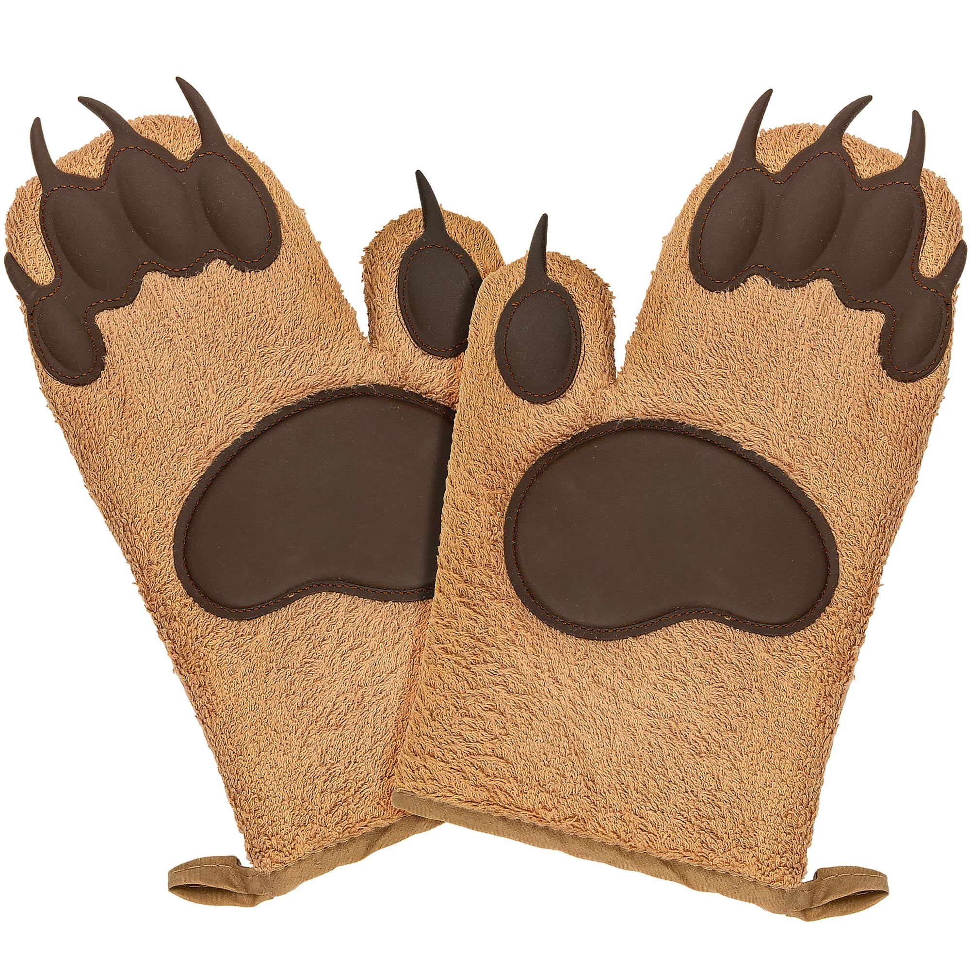 Fairly Odd Novelties FON-10278 Bear Oven Mitts Set Funny and Cute Kitchen Mittens/Potholders for Baking Christmas or Everyday Cooking Gloves, One Size Brown