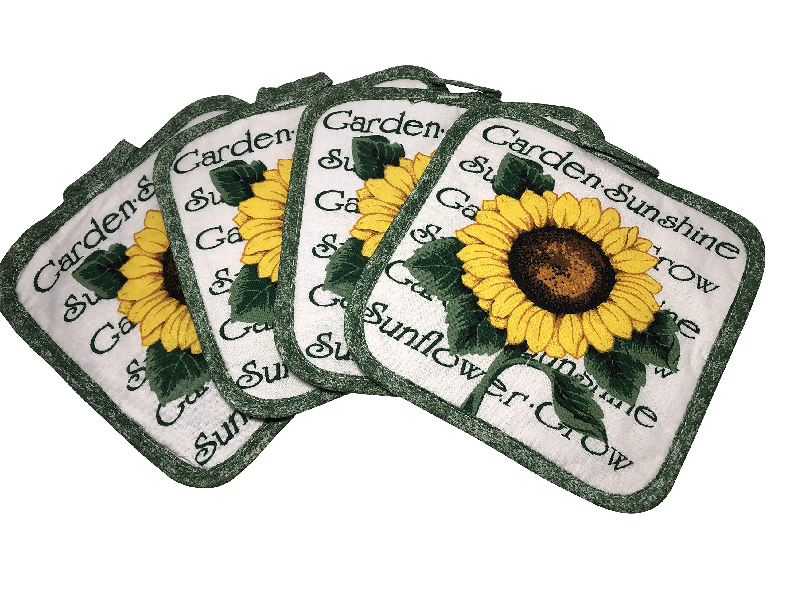 Set of Four Pot Holders for Kitchen (Sunflower)