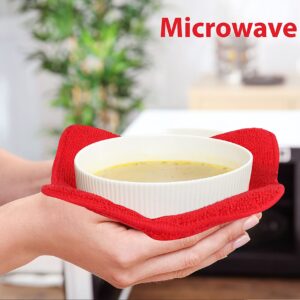 Bowl Cozy Set of 8 Microfiber Huggers for Hot & Cold Bowls Microwave Safe Premium Quality Pot Holder Keeps Your Hand Safe This Heat Resistant Food Warmer Dishes Pads Can Use As Mittens (8 PCS)