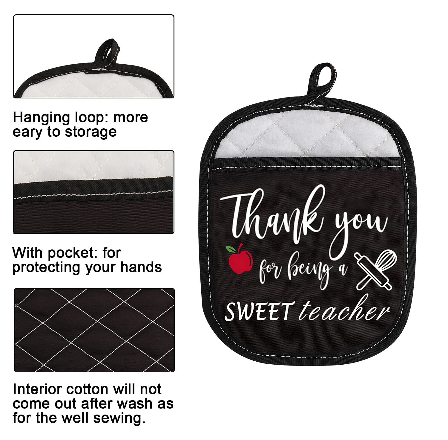 Teacher Appreciation Gift Thank You for Being A Sweet Teacher Oven Pads Pot Holder with Pocket (Being a Sweet Teacher)