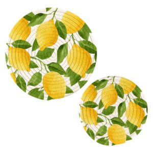 alaza tree lemon fruit yellow pot holders trivets set 2 pcs trivets cotton potholders coasters hot pads hot mats for cooking kitchen
