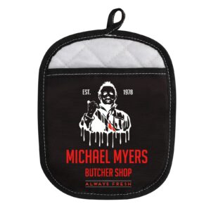 cmnim michael horror oven mitts,horror movie characters oven mitts/bbq gloves,villains pot holders,horror lover gift for kitchen cooking baking grilling (michael horror oven mitts)