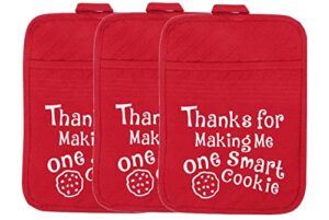 teacher appreciation gift for women - thank you present potholder - one smart cookie oven mitt - set of 2 (one smart cookie 3 pack)