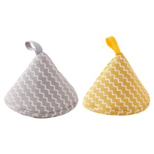 2 pcs mini oven mitts japanese style triangles pot handle caps anti-scalding pot knob cloth cover holders for pot lids casseroles microwave kitchen