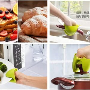 Innovation - Silicone Oven Mitts, 2 Pieces Heat and Slip Resistant Finger Protective Gloves for Kitchen Frying Cooking Baking BBQ (Green, 2)