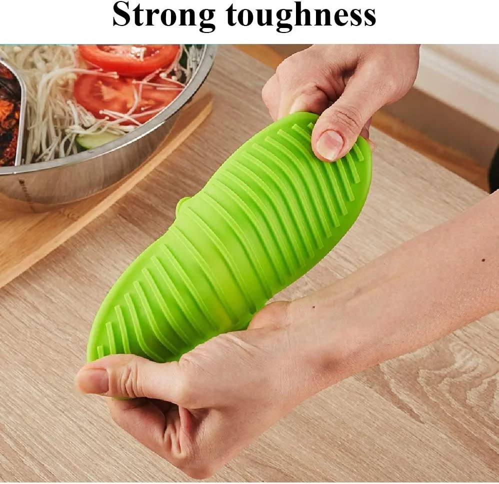 Innovation - Silicone Oven Mitts, 2 Pieces Heat and Slip Resistant Finger Protective Gloves for Kitchen Frying Cooking Baking BBQ (Green, 2)