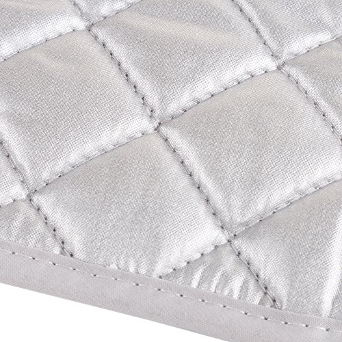 Pot Holder Set, 3 Piece Set of Heat Resistant Quilted Cotton Pot Holders by Lavish Home (Silver),White