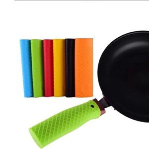 MroMax Silicone Hot Handle Holder 6.1 Inch Non Slip Potholder Heat Resistant Pot Handle Sleeve for Cast Iron Pot Woks Frying Pans Griddles Skillets Oven Black 4Pcs