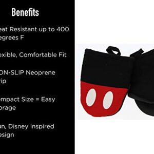 Disney Kitchen Cotton Mini Oven Mitts/Glove Set w/Neoprene Insulation for Easy Gripping While Cooking, Heat Resistant Kitchen Accessories, 5” x 6.5”, Classic Mickey, 2pk