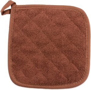 san jamar cotton terry cloth square potholders, 8 inches, brown, medium (pack of 12)