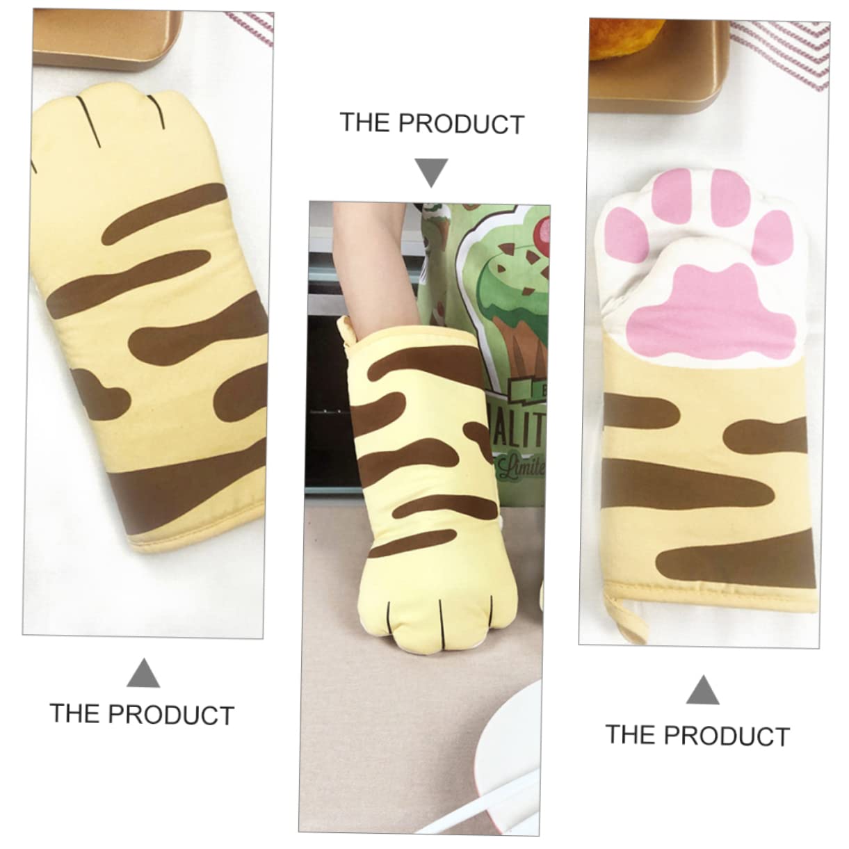 1 Pair Microwave Gloves Mittens Kids Cat Paw Oven Mitts Silicone Mitts Cooking Pinch Grips Grilling Mitts Christmas Oven Mitts Cotton Pot Holder Kitchen Tools Gloves