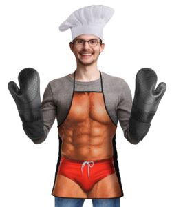landisun apron oven mitts non slip gloves kitchen chef cooking gag gift baking