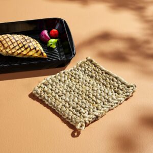 Mud Pie Crochet Woven Pot Holder, 8" x 8",Brown, 1 Count (Pack of 1)