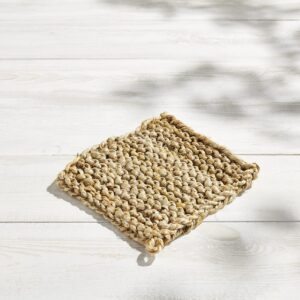 Mud Pie Crochet Woven Pot Holder, 8" x 8",Brown, 1 Count (Pack of 1)