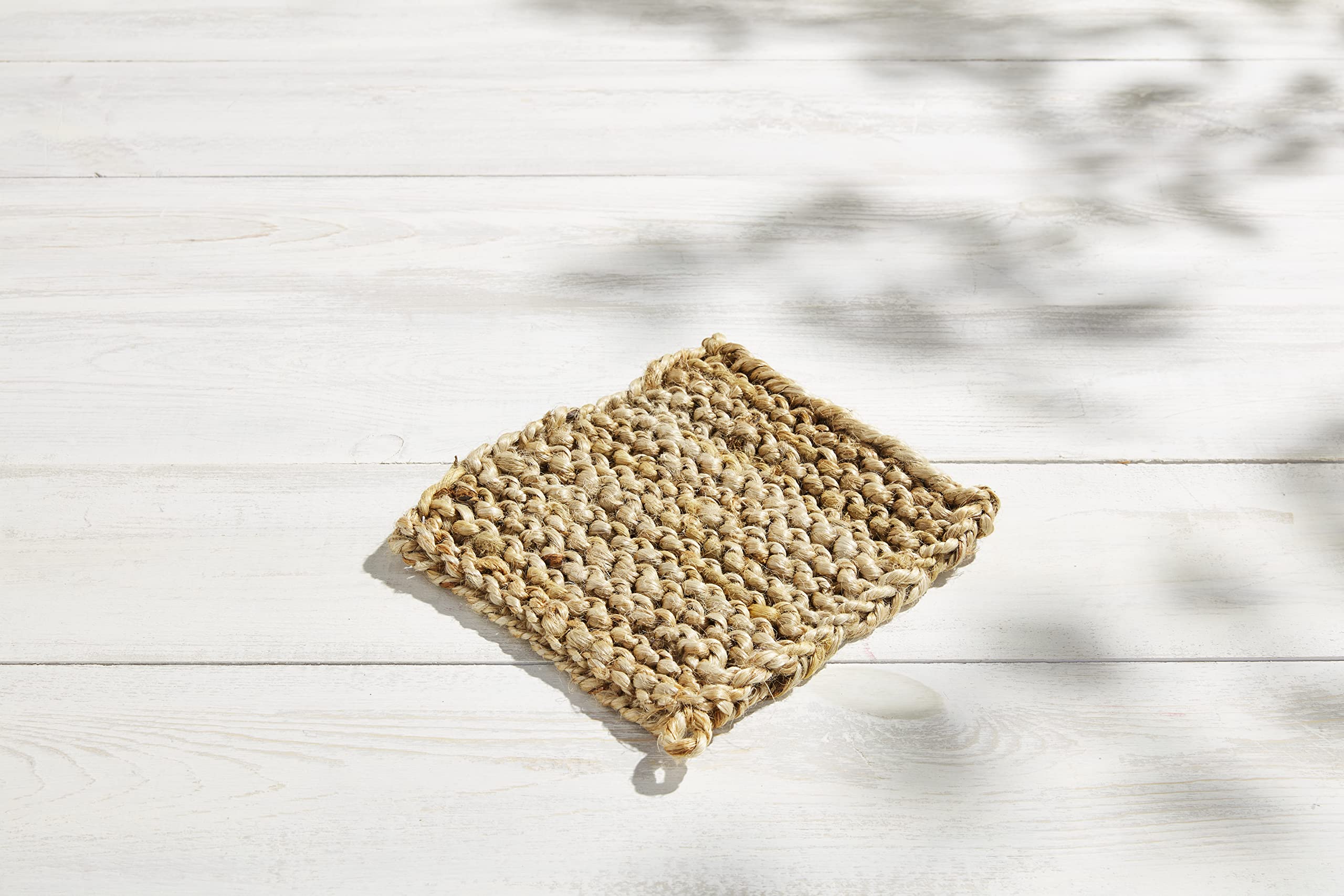 Mud Pie Crochet Woven Pot Holder, 8" x 8",Brown, 1 Count (Pack of 1)