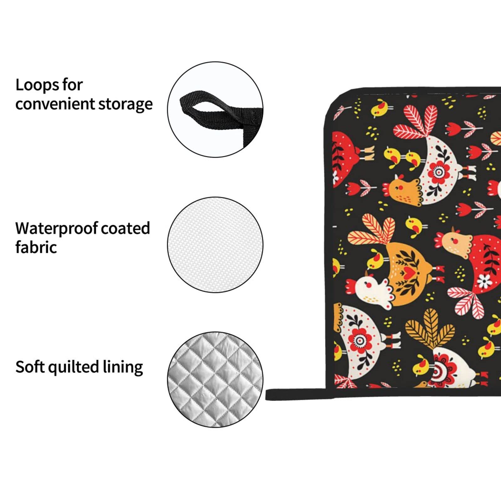 Pot Holders 2pcs Set, Kitchen Oven Glove High Heat Resistant 500 Degree Oven Mitts and Potholder with Non-Slip Silicone Surface for Baking,Cooking,BBQ - Cute Rooster Chickens