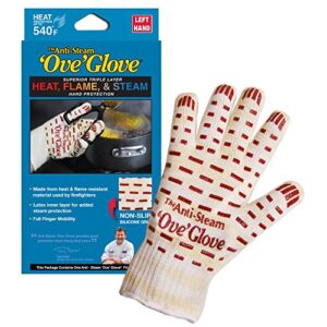 ‘ove’ glove, anti-steam, hot surface handler oven mitt/grilling glove, left hand, perfect for kitchen/grilling, 540 degree resistance, as seen on tv household gift