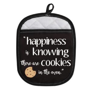 cookie lover gift happiness is knowing there are cookies in the oven pot holder with pocket (cookies oven)