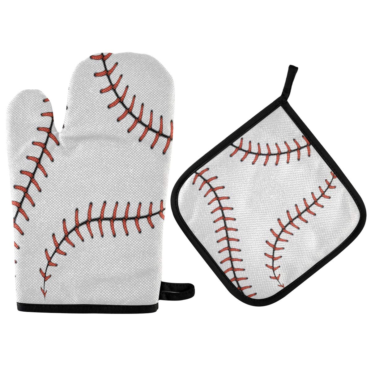 Aslsiy Baseball Oven Mitts and Pot Holders Sets Kitchen Glove Holder Heat Resistant Kitchen Mittens for Microwave BBQ Baking Grilling Thanksgiving Christmas Holiday Gifts