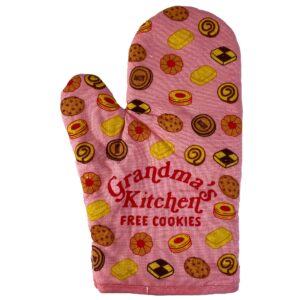 grandmas kitchen free cookies oven mitt funny grandmother gift baking kitchen glove funny graphic kitchenwear funny grandma novelty cookware pink oven mitt