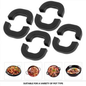 Luxshiny Silicone Assist Handle Covers Holder 6pcs Heat Insulated Hot Pot Grip Handle Cover Sleeve Grip for Pans Griddles Skillets Plates Black