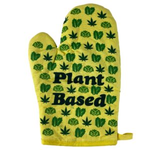 plant based oven mitt funny 420 weed marijuana pot chef kitchen glove funny graphic kitchenwear 420 funny food novelty cookware yellow oven mitt