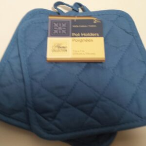 Pack of Four (4) Blue Home Store Cotton Pot Holders (2 Sets of 2)