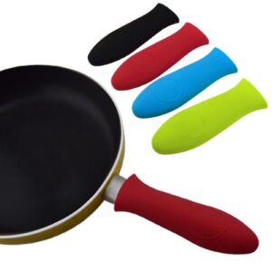 4Pcs Silicone Hot Handle Holder, Potholder for Cast Iron Skillets, Rubber Pot Handle Sleeve for Frying Pans & Griddles Sleeve Grip Handle Cover, Metal Cookware Handles Mix Color