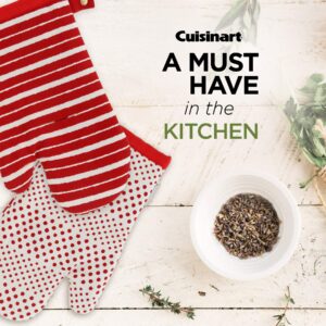 Cuisinart Reversible Print Oven Mitts, 2pk - Heat Resistant Oven Gloves Provide Protection and Safe Insulation to Handle Hot Kitchen Items - Non Slip Oven Mitt Set with Hanging Loop - Salsa Red