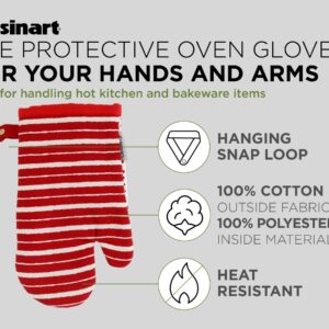 Cuisinart Reversible Print Oven Mitts, 2pk - Heat Resistant Oven Gloves Provide Protection and Safe Insulation to Handle Hot Kitchen Items - Non Slip Oven Mitt Set with Hanging Loop - Salsa Red