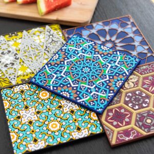 Mosaicana Silicone Trivets for hot dishes – 1 Pack, 7” Silicone Trivets for Hot pots and Pans Easy to wash 400F Heat Resistant Lightweight silicone trivet mat Also work as silicone coasters for drinks