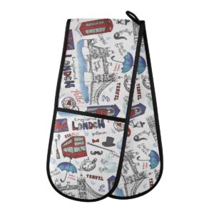 quilted double oven mitt - london landmark connected oven mitts hot gloves great for grilling cooking