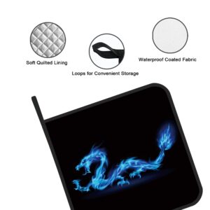 Abstract Dragon Pot Holders Set of 2 Kitchen Heat Resistant Potholder for Microwave Cooking Baking Oven End Dishes and BBQ