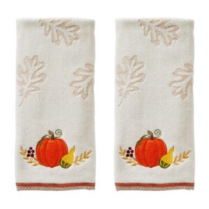 skl home harvest traditional pumpkin hand towel set, tan small