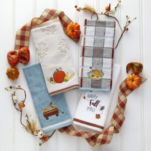 SKL Home Harvest Traditional Pumpkin Hand Towel Set, Tan Small