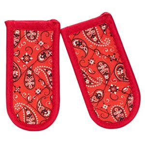leadiy handle covers pan handle sleeves for kitchen 2 pack, cast iron skillet handle covers heat resistant, machine washable non-slip skillet cast iron handle cover(red paisley)