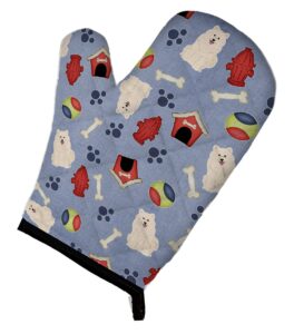 caroline's treasures bb2643ovmt dog house collection samoyed oven mitt heat resistant thick oven mitt for hot pans and oven, kitchen mitt protect hands, cooking baking glove