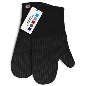 BIG RED HOUSE Oven Mitts and Pot Holders Sets, with The Heat Resistance of Silicone and Flexibility of Cotton, Recycled Cotton Infill, Terrycloth Lining, 480 F Heat Resistant Pair Black