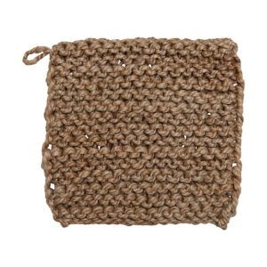 bloomingville square natural jute crocheted pot holder, 8" sqaure