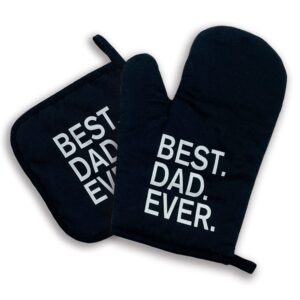 best dad ever,oven mitts and pot holders sets of 2，funny oven mitt，birthday gifts for dad,father in law,gifts for husband