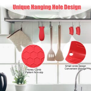 4 Pieces Silicone Hot Handle Holder, Pot Holders Cover, Silicone Assist Handle Holder, Non-Slip Pot Holder Sleeve, Heat Resistant Potholder Cookware Handle for Cast Iron Skillet Metal Pan (Red)