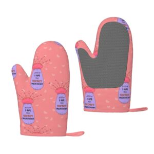 funny sayings pink oven mitts set of 2 silicone oven gloves heat resistant for kitchen cooking bbq baking grilling