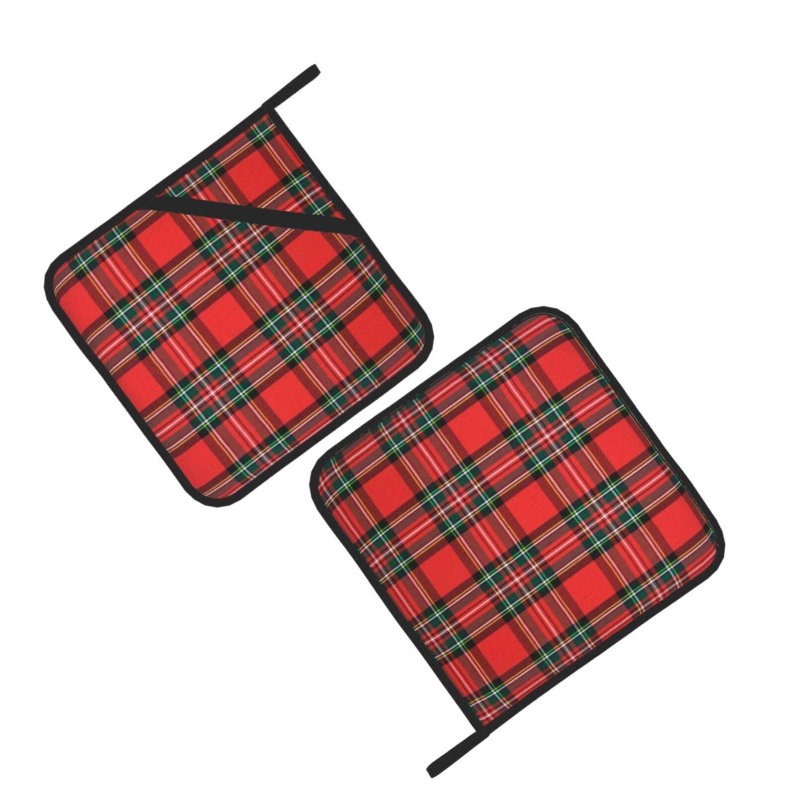 Christmas Tartan Plaid Pot Holders Set of 2 Heat Resistant Hot Pot Holder Pads Kitchen Potholder for Cooking and Baking